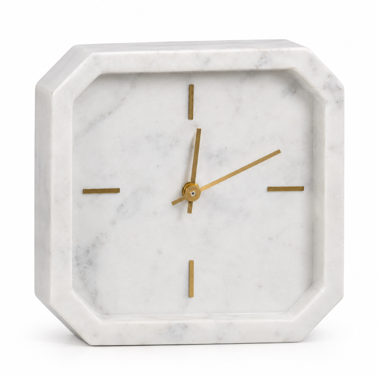 Aparicio Octagon Marble Tabletop Clock - Ivory